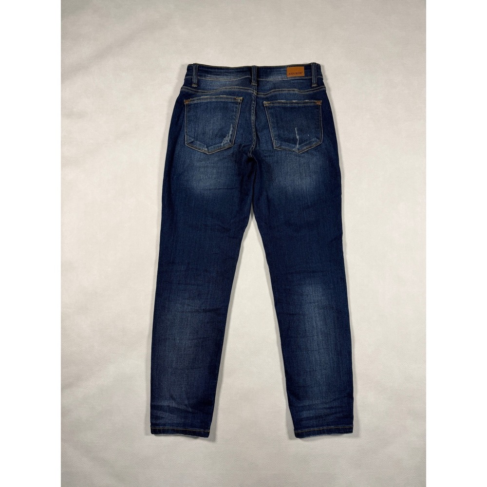 Judy Blue Relaxed‎ Fit Jeans Dark Wash Straight Leg Whiskering Faded Size 5/27 - Picture 7 of 8